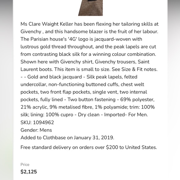 Givenchy gold & black “4G” logo blazer - Picture 12 of 15